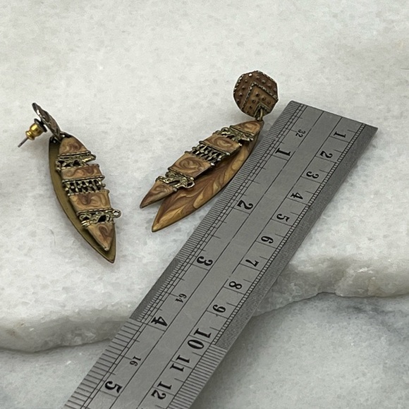 ✔️Bronze & Gold Painted and Tiger Detailed Exquisite Hanging Earrings - Picture 9 of 9